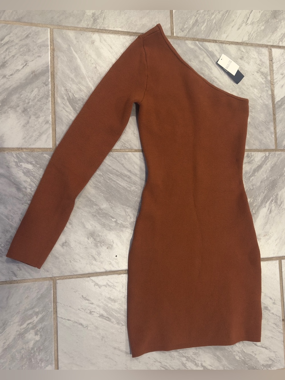 NWT Abercrombie Womens Brown One Sleeve Mini Pencil Dress Size XS